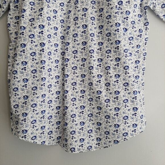 TABI | 100% Cotton Ditsy Floral Button Down Shirt White & Blue Sz 6 - Picture 11 of 12